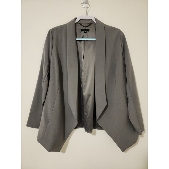 H by Halston Womens Open Front Blazer Jacket 20W Gray Stretch-Sleeve Washable - Picture 2 of 10